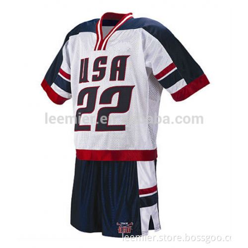 Wholesale 100% polyester custom sublimated lacrosse uniform